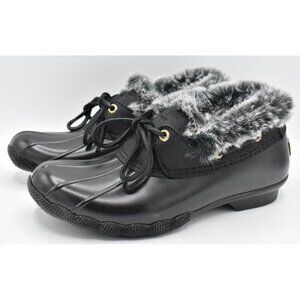 Sperry Womens Size 7 Saltwater 1-Eye Cozy Lined Black Duck Boots Shoes